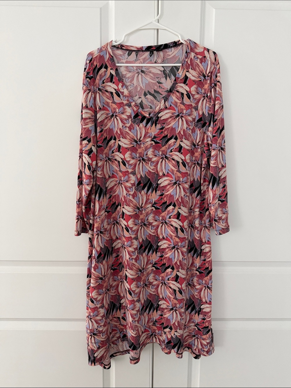 new directions Pink Floral V-Neck Dress